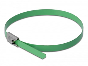 Delock rozsdamentes acél kábelkötegelő 200x4,6mm zöld 10db (18801)