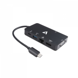 V7 USB-C -> 2xUSB-A+RJ45+HDMI+VGA+USB-C adapter (V7UC-U3CRJ45HDVG-BLK)