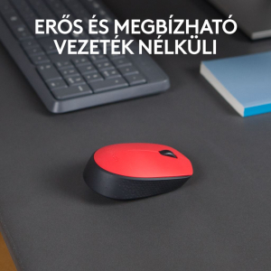 Logitech M171 vezeték nélküli egér piros-fekete (910-004641) USB