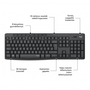 Logitech MK295 Silent vezeték nélküli billentyűzet + egér grafitszürke (920-009806)