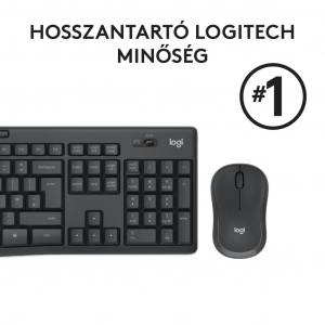 Logitech MK295 Silent vezeték nélküli billentyűzet + egér grafitszürke (920-009806)