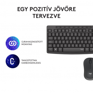 Logitech MK295 Silent vezeték nélküli billentyűzet + egér grafitszürke (920-009806)