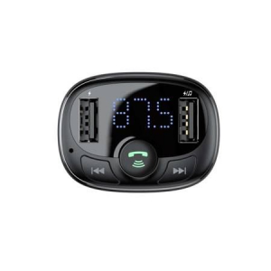 Baseus T t&iacute;pus&uacute; Bluetooth FM Transzmitter &eacute;s 2xUSB aut&oacute;s t&ouml;ltő (CCMT000001)
