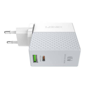 LDNIO A2620C USB-A + USB-C hálózati töltő 65W + USB-C - USB-C kábel fehér