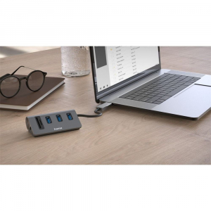 Hama 3 port USB 3.2 GEN1 hub + kártyaolvasó szürke (200140)