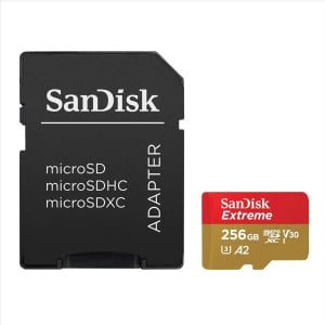 256GB Sandisk Extreme SDXC A2 C10 V30 UHS-I U3 (SDSQXAV-256G-GN6MA / 121587)