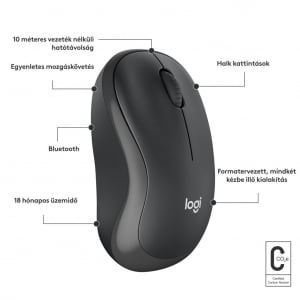 Logitech M240 vezeték nélküli halk egér grafitszürke (910-007119)