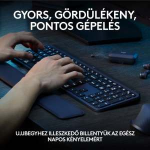 Logitech MX Keys S Plus vezeték nélküli US International Bluetooth billentyűzet grafitszürke (920-011589)