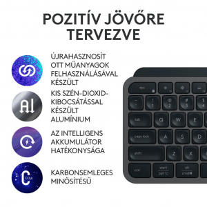 Logitech MX Keys S Plus vezeték nélküli US International Bluetooth billentyűzet grafitszürke (920-011589)