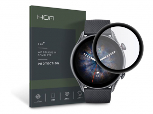 HOFI Hybrid Pro+ Glass Xiaomi Huami Amazfit GTR 3 Pro üveg képernyővédő fólia fekete kerettel (FN0276)