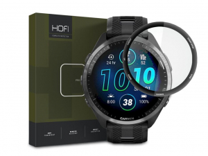 HOFI Hybrid Pro+ Glass Garmin Forerunner 965 üveg képernyővédő fólia fekete kerettel (FN0522)
