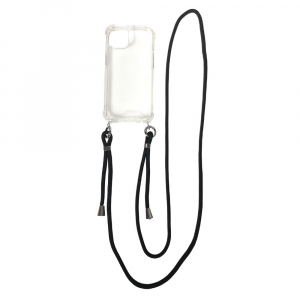 Cellect iPhone 14 Plus nyakba akasztható átlátszó tok fekete zsinórral (CEL-FEST-IPH1467M-BK)