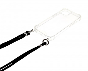 Cellect iPhone 14 Plus nyakba akasztható átlátszó tok fekete zsinórral (CEL-FEST-IPH1467M-BK)