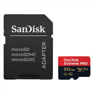 512GB Sandisk Extreme Pro microSDXC A2 C10 V30 UHS-I U3 (SDSQXCD-512G-GN6MA / 214507)