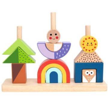 Tooky Toy: Fa Montessori építőjáték - Kirándulás nappal és éjjel (TH376)
