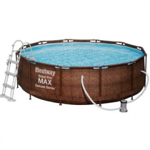 Bestway: MYKONOS LUX fémvázas rattan medence létrával és vízforgatóval - 366 x 100 cm (56709)