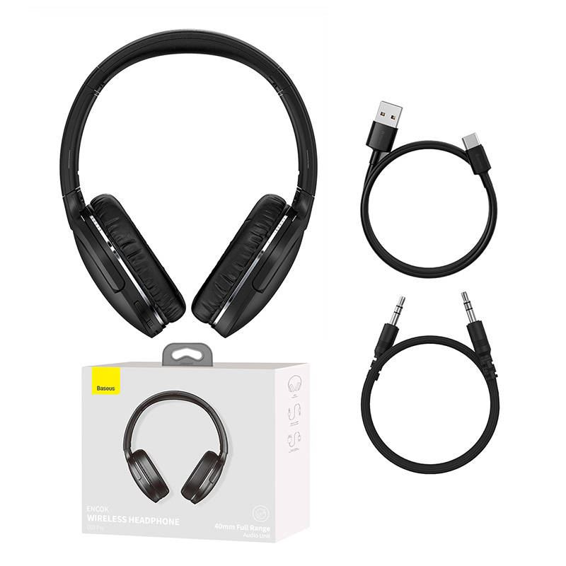Baseus Encok D02 Pro Bluetooth fejhallgató fekete (NGTD010301)
