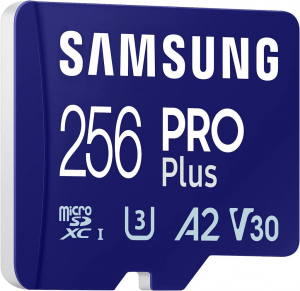 256GB microSDXC Samsung Pro Plus CL10 U3 A2 V30 + kártyaolvasó (MB-MD256SB/WW)