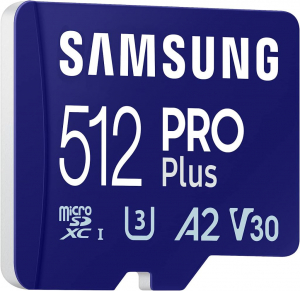 512GB microSDXC Samsung Pro Plus CL10 U3 A2 V30 + adapter (MB-MD512SA/EU)