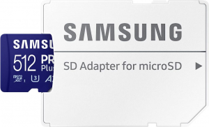 512GB microSDXC Samsung Pro Plus CL10 U3 A2 V30 + adapter (MB-MD512SA/EU)