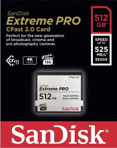 512GB Compact Flash Sandisk CFast 2.0 Extreme Pro (SDCFSP-512G-G46D / 173409)