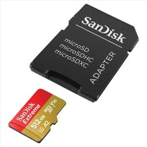 512GB Sandisk Extreme microSDXC CL10 U3 V30 A2 + adapter (SDSQXAV-512G-GN6MA / 121589)