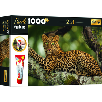 Trefl: Leopárd puzzle - 1000 darabos + ragasztó (10644)