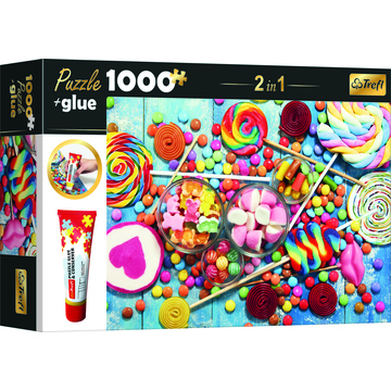 Trefl: Édességek puzzle - 1000 darabos + ragasztó (10645)