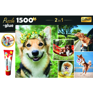 Trefl: Kutyák puzzle - 1500 darabos + ragasztó (26181)