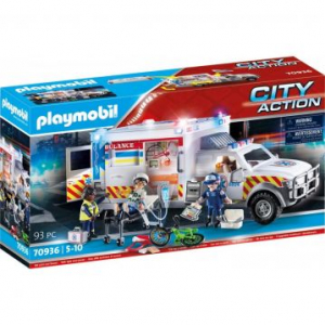 Playmobil: Amerikai típusú mentő autó fénnyel és hanggal (70936)