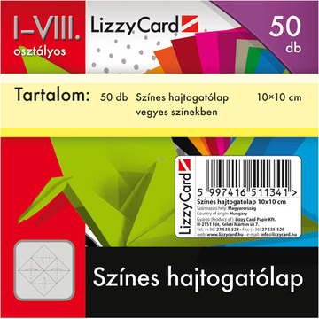 Lizzy Card Színes hajtogatólap - 10 x 10 cm, 50 db (657)