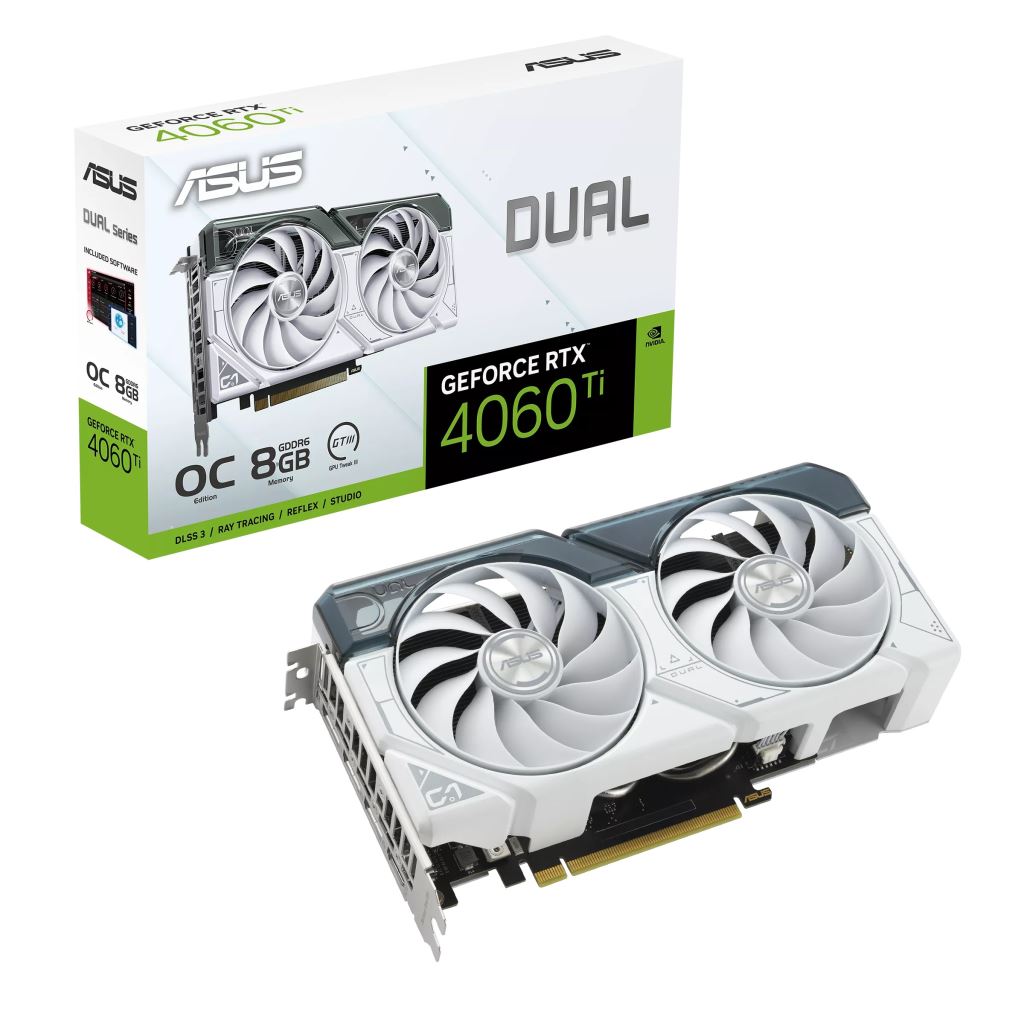 ASUS GeForce RTX 4060 Ti 8GB Dual White OC Edition videokártya (DUAL-RTX4060TI-O8G-WHITE) 