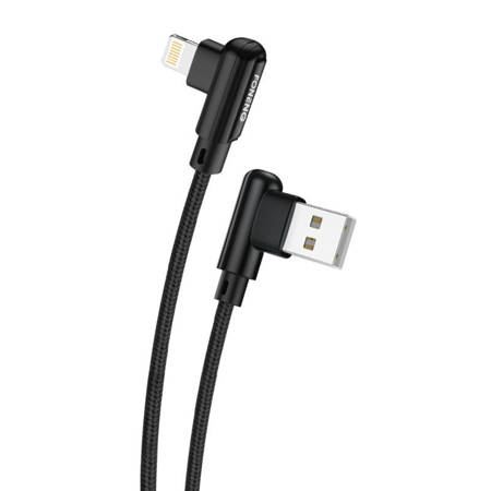 Foneng X70 USB-A - Lightning derékszögben hajlított csatlakozós kábel 1m fekete (X70 iPhone)