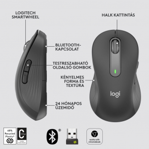 Logitech Signature M650 L nagy balkezes vezeték nélküli egér grafitszürke (910-006239)