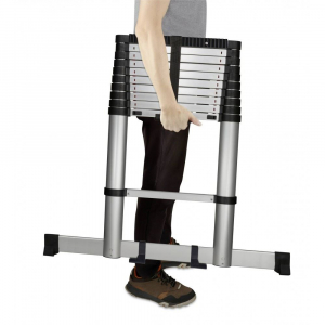 TOOLCRAFT TO-7868814 Alum&iacute;nium/műanyag teleszk&oacute;pos l&eacute;tra, &ouml;sszecsukhat&oacute;, fekete/ez&uuml;st