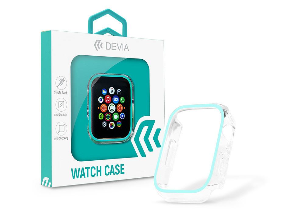 Devia Luminous Series Shockproof Apple Watch 44mm szilikon védőtok zöldeskék (ST365355)