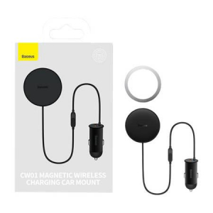 Baseus CW01 m&aacute;gneses telefontart&oacute; + aut&oacute;s t&ouml;ltő USB-A fekete (C40141000111-01)