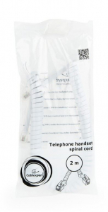 Gembird RJ10 (4P4C) spirál telefonkábel 2m fehér (TC4P4CS-2M-W)