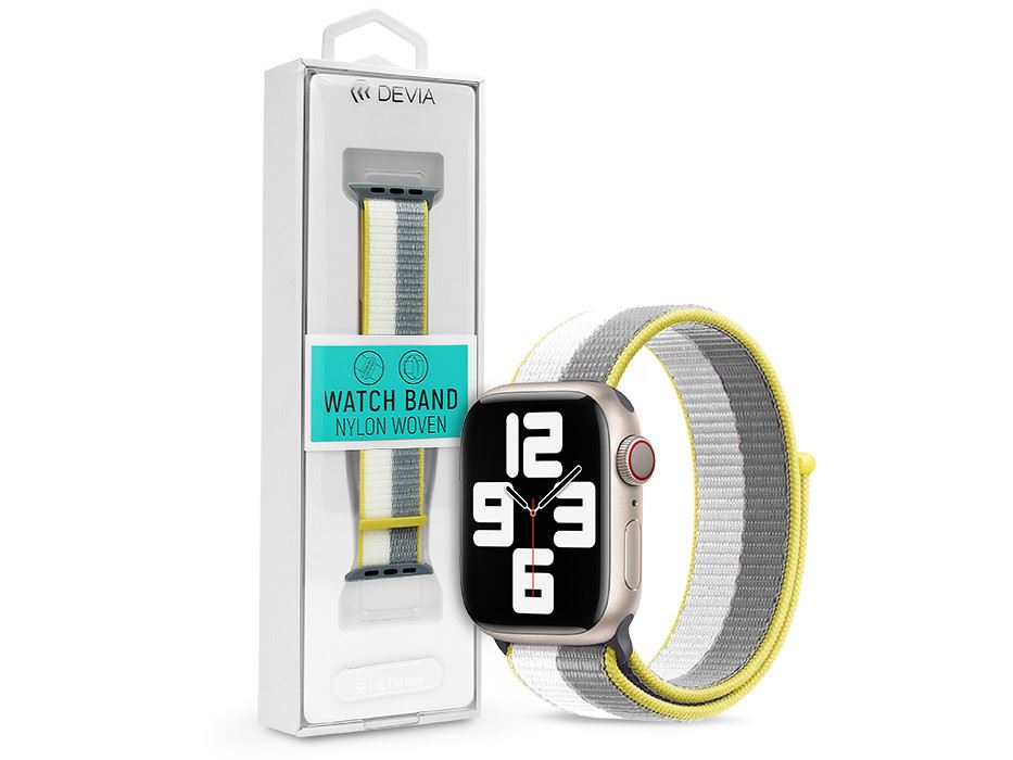 Devia Nylon Woven two-tone Apple Watch 38/40/41mm szövet sport szíj fehér-szürke (ST364693)