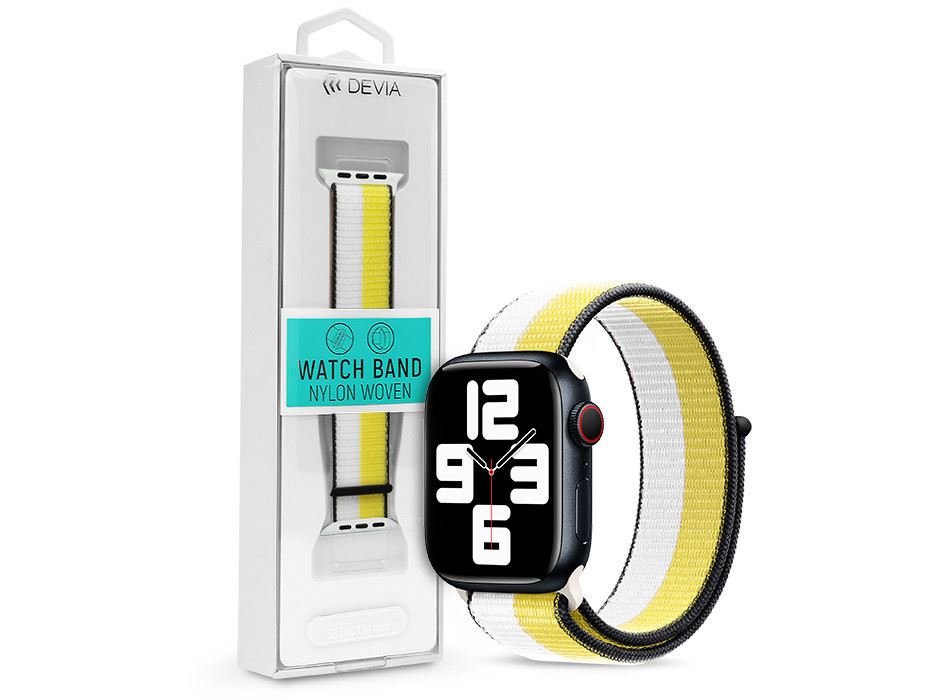 Devia Nylon Woven two-tone Apple Watch 42/44/45/49mm szövet sport szíj fehér-sárga (ST364709)