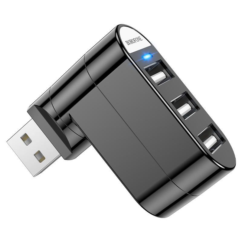 Borofone 3 portos Splitter USB-C Hub fekete (DH3)