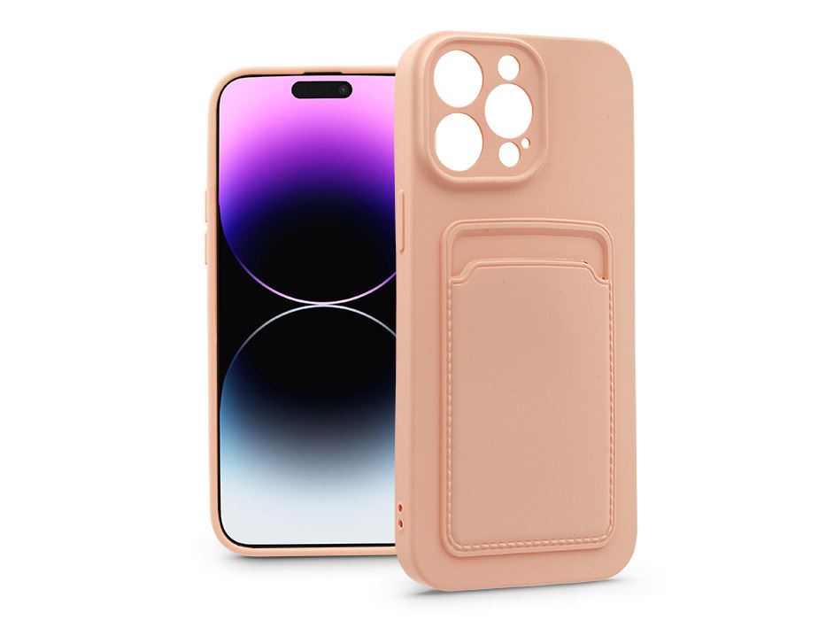 Haffner Card Case Apple iPhone 14 Pro Max szilikon tok kártyatartóval pink (PT-6742)