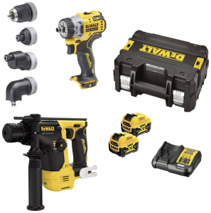 DeWalt DCK2101P2T-QW akkus fúrócsavarozó, (DCD703) és akkus fúrókalapács (DCH072) 2db akkuval, töltővel
