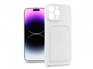 Haffner Card Case Apple iPhone 14 Pro Max szilikon tok kártyatartóval fehér (PT-6740)