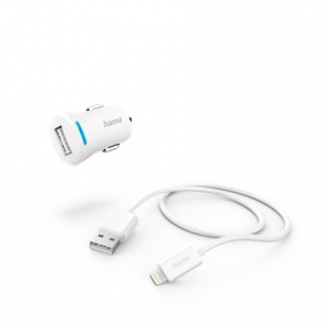 Hama 12W autós töltő 1m-es USB-A - Lightning kábellel (201610)