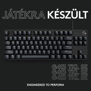 Logitech G413 TKL SE mechanikus Gaming sv&eacute;d billentyűzet fekete (920-010445)