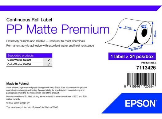 Epson PP Matte Label Premium címkenyomtató tekercspapír 51mm x 29m (7113426)