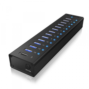 RaidSonic ICY BOX USB3.0 HUB 13 port fekete (IB-AC6113)