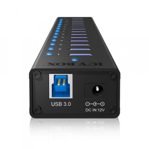 RaidSonic ICY BOX USB3.0 HUB 13 port fekete (IB-AC6113)