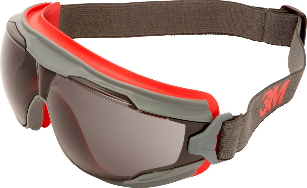3M GoggleGear GG502SGAF teljes védőszemüveg, párásodásmentes, szürke lencse, piros-szürke